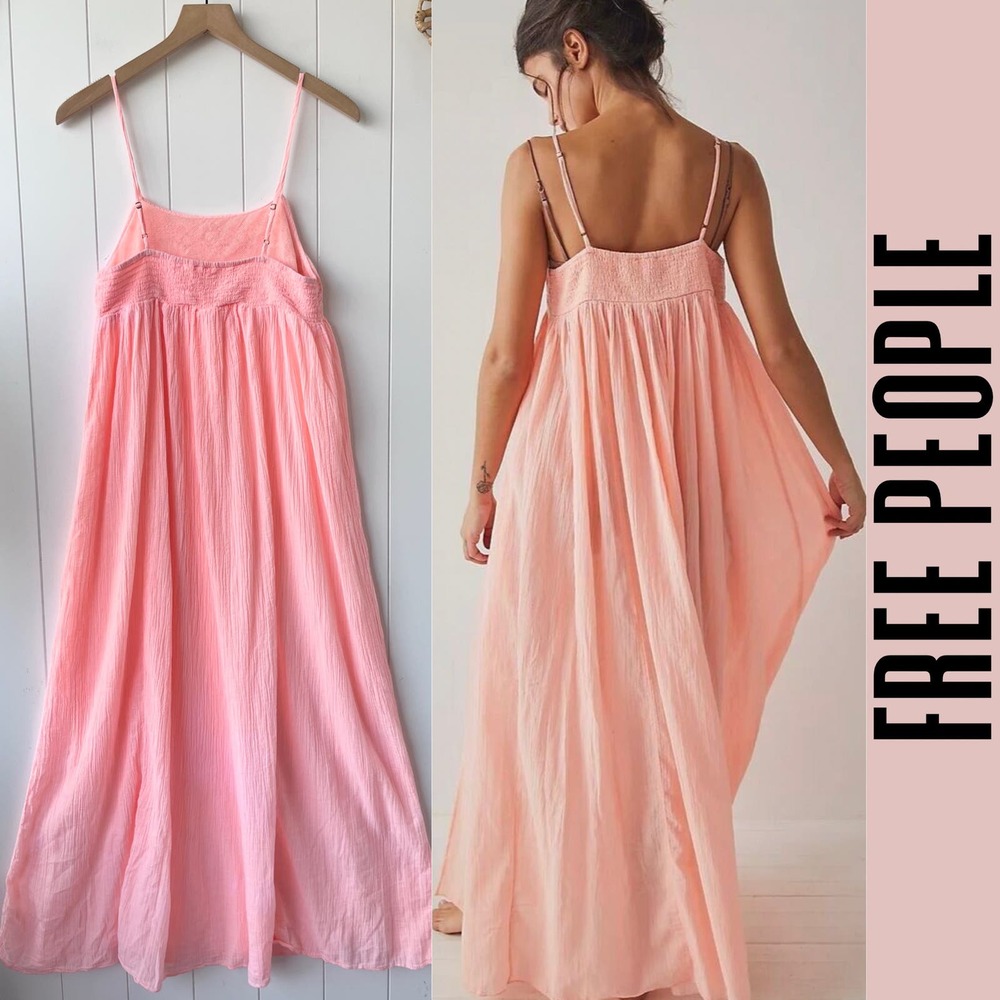 Free People maxi dress slip embroidered cotton - Picture 7 of 9